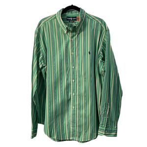 Lauren Ralph Lauren Button Down Shirt Men's XL Green Cotton Long Sleeve